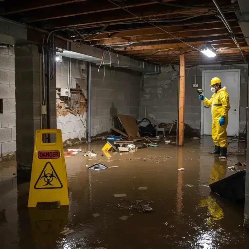 Flooded Basement Electrical Hazard in Three Oaks, FL Property